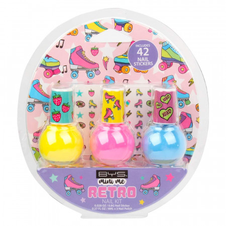 Trio de Vernis à Ongles & Stickers Roller Retro *Mini Me* 